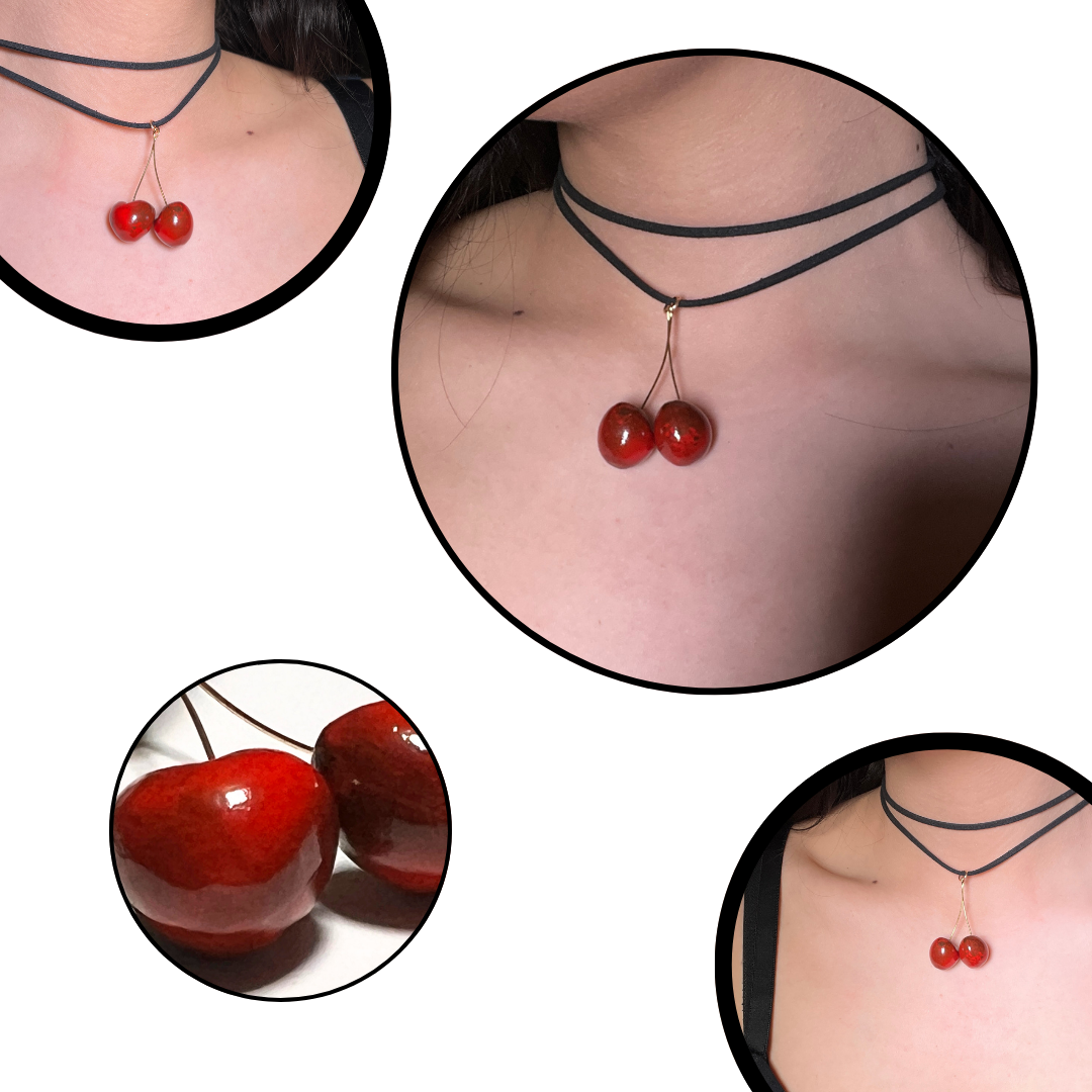 WIŚNIA CZARNY CHOKER Z WISIENKAMI SOCZYSTE - obrazek 4