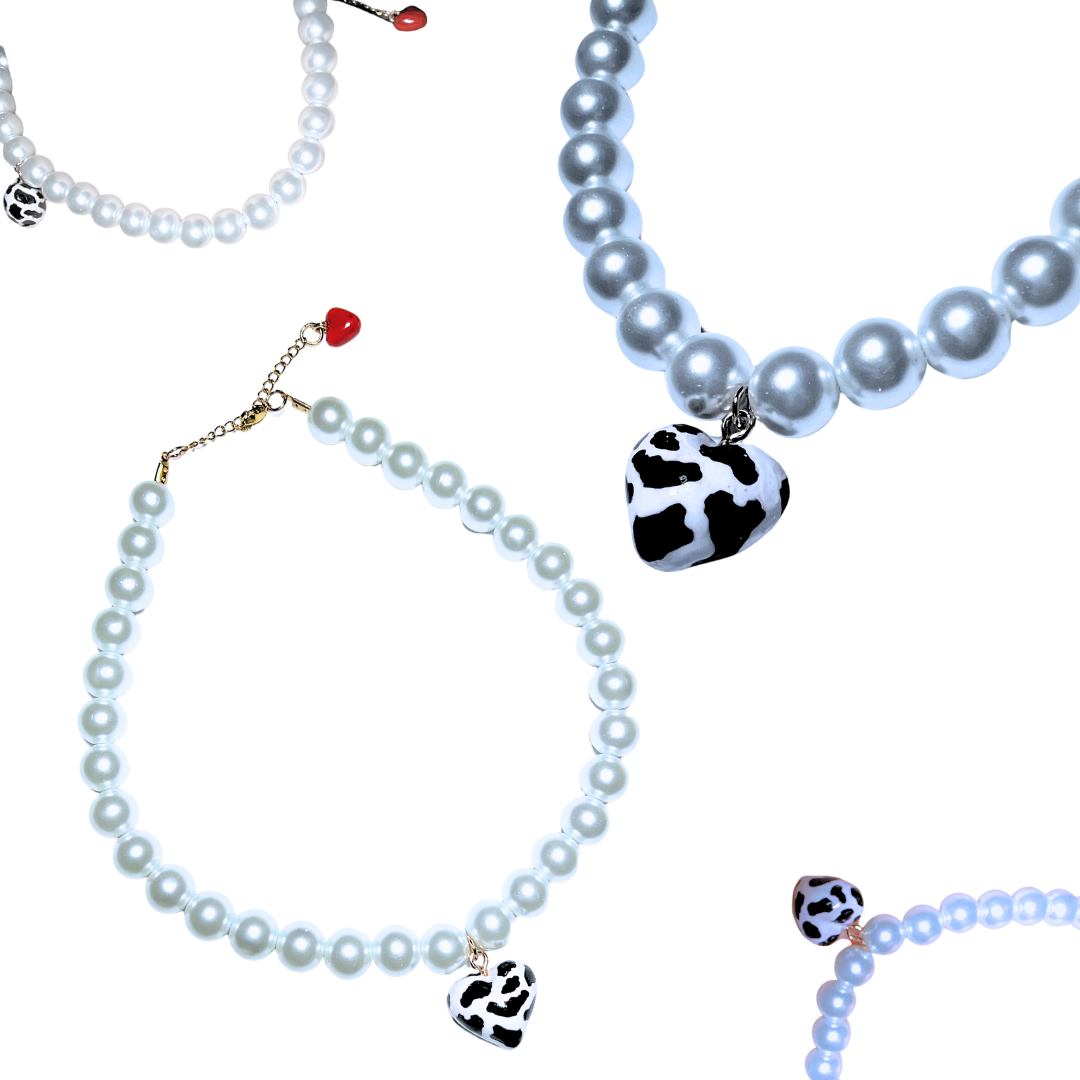 NASZYJNIK Z DUŻYCH PEREŁ Z DUŻYM SERCEM KRÓWKA - obrazek 4