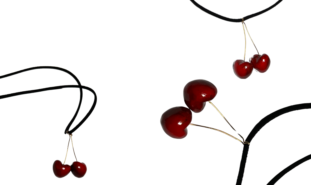 WIŚNIA CZARNY CHOKER Z WISIENKAMI SOCZYSTE - obrazek 5