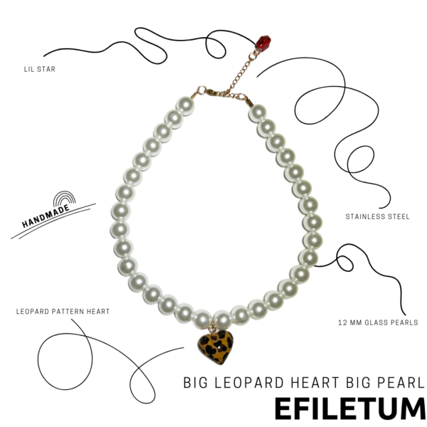 NASZYJNIK Z DUŻYCH PEREŁ Z DUŻYM SERCEM PANTERKA