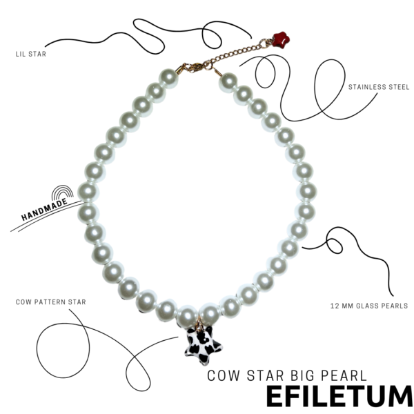 NASZYJNIK Z DUŻYCH PEREŁ Z GWIAZDKĄ KRÓWKA