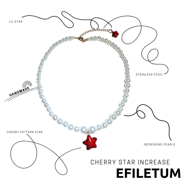 STOPNIOWANY NASZYJNIK Z PEREŁ Z WIŚNIOWĄ GWIAZDKĄ