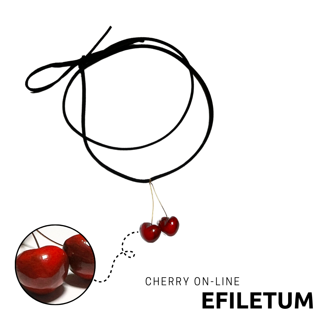 WIŚNIA CZARNY CHOKER Z WISIENKAMI SOCZYSTE - obrazek 3